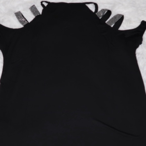 Bebe Rhinestone Cold Shoulder Top - Picture 4 of 8